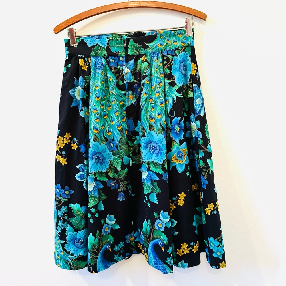 Bea & Dot by ModCloth peacock A line swing skirt vintage vibe size small